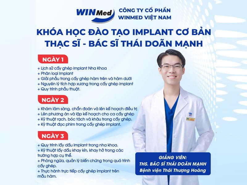 Chi tiết về các ngày học diễn ra do ThS. Bác sĩ Thái Doãn Mạnh giảng dạy